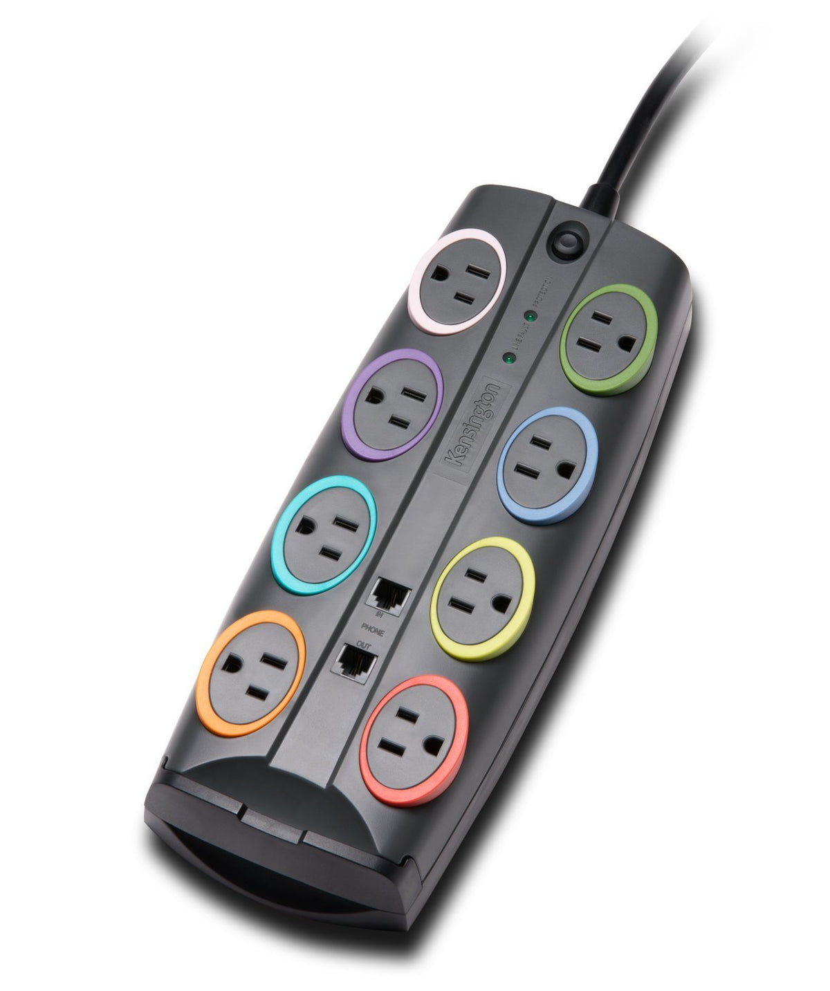 Kensington SmartSockets 8-Outlet 8-Foot Cord & 3090 Joules Premium Surge Protector (K62691NA) Gray