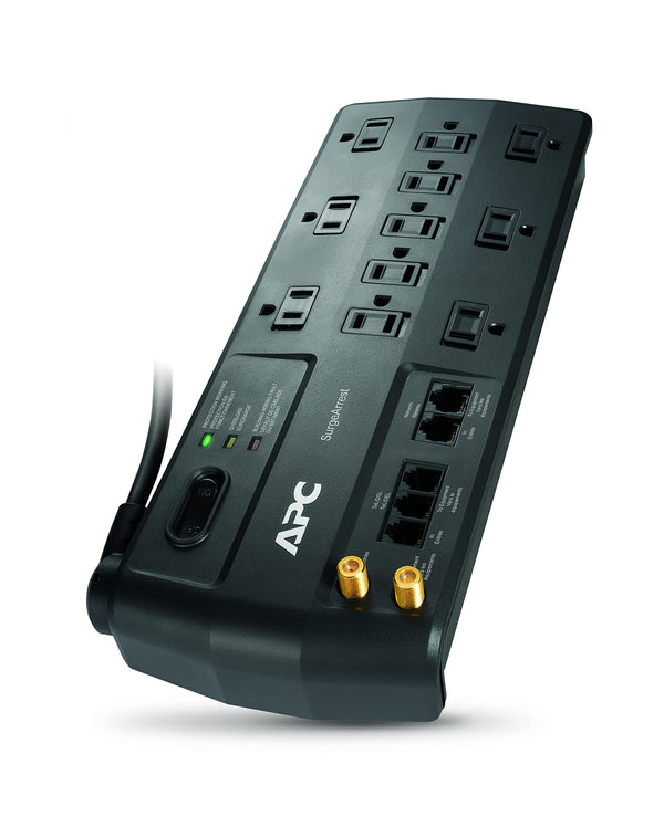APC Surge Protector with Phone Network Ethernet and Coaxial Protection P11VNT3 3020 Joules 11 Outlet Surge Protector Power Strip Black