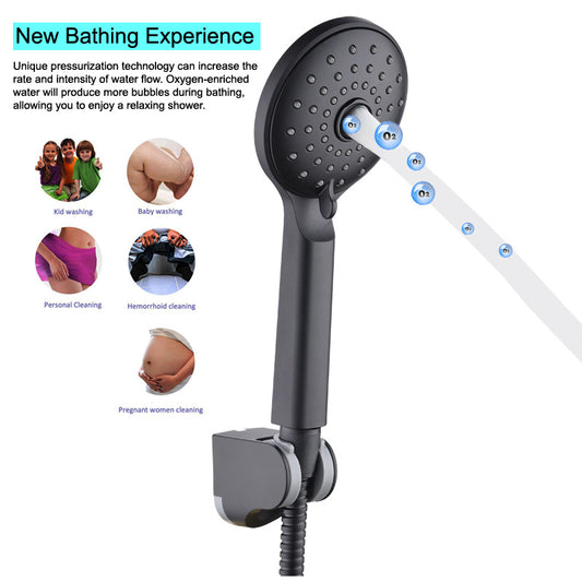 Matte Black Handheld Shower Head with Pressure Boost Set